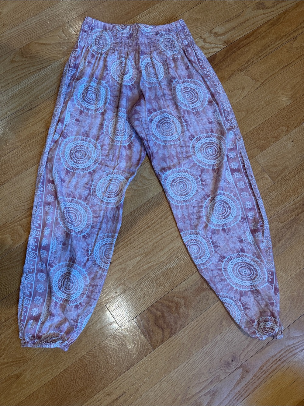 Lotus and Luna Pink and White Flowy Yoga Pants